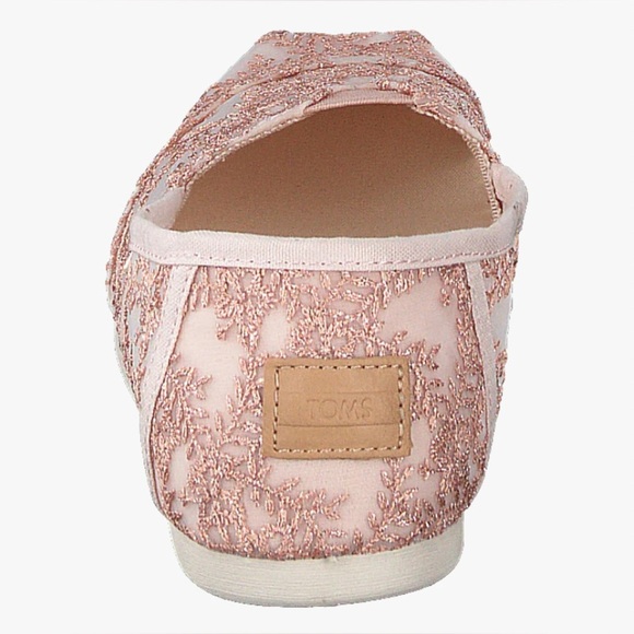 TOMS Alpargata Shoes Women's‎ Size 9 US Rose Gold Pink Hibiscus Floral Lace NWT - Picture 8 of 12